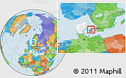 Political Location Map of Dragsholm, highlighted country, highlighted parent region, within the entire country