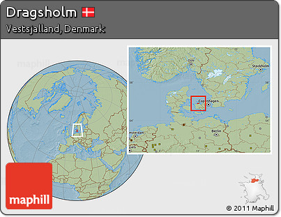 Savanna Style Location Map of Dragsholm, within the entire country, hill shading