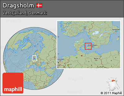 Savanna Style Location Map of Dragsholm, within the entire country, hill shading