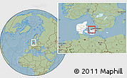 Savanna Style Location Map of Dragsholm, highlighted country, within the entire country, hill shading