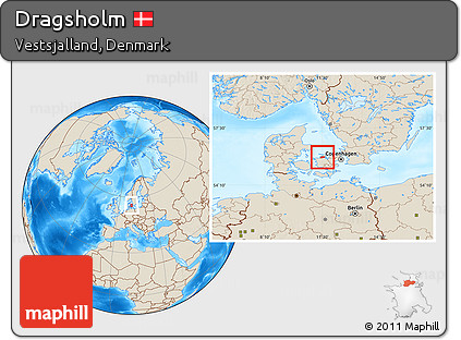 Shaded Relief Location Map of Dragsholm