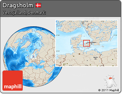Shaded Relief Location Map of Dragsholm