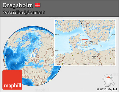 Shaded Relief Location Map of Dragsholm