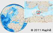 Shaded Relief Location Map of Dragsholm, highlighted country, highlighted parent region, within the entire country