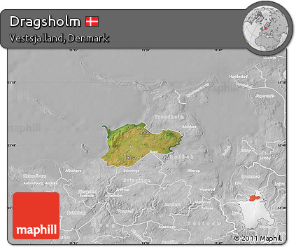 Satellite Map of Dragsholm, lighten, desaturated
