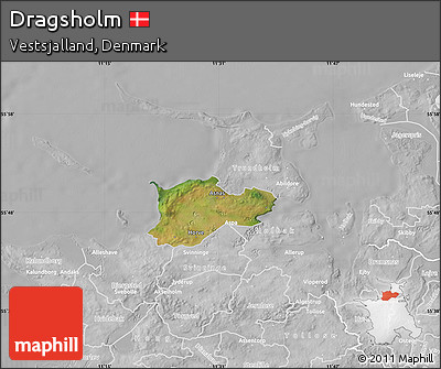 Satellite Map of Dragsholm, lighten, desaturated
