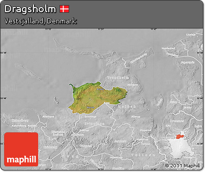 Satellite Map of Dragsholm, lighten, desaturated