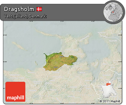 Satellite Map of Dragsholm, lighten