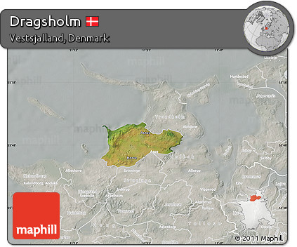 Satellite Map of Dragsholm, lighten, semi-desaturated
