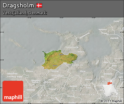 Satellite Map of Dragsholm, lighten, semi-desaturated