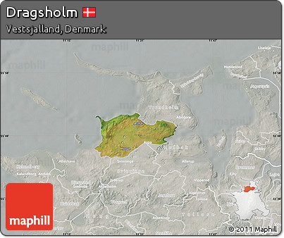 Satellite Map of Dragsholm, lighten, semi-desaturated