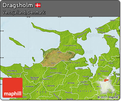 Satellite Map of Dragsholm, physical outside