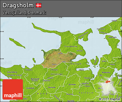 Satellite Map of Dragsholm, physical outside