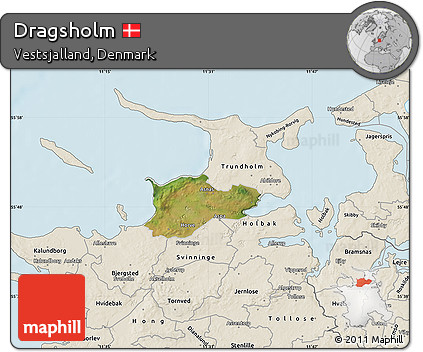 Satellite Map of Dragsholm, shaded relief outside
