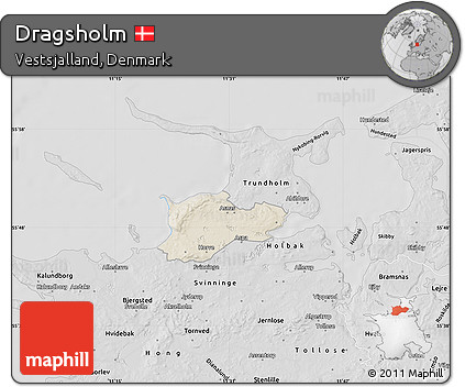 Shaded Relief Map of Dragsholm, desaturated
