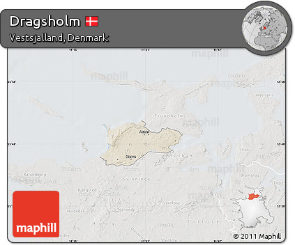 Shaded Relief Map of Dragsholm, lighten, semi-desaturated
