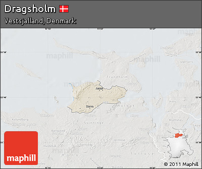 Shaded Relief Map of Dragsholm, lighten, semi-desaturated