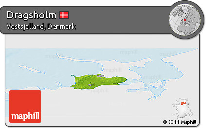 Physical Panoramic Map of Dragsholm, single color outside