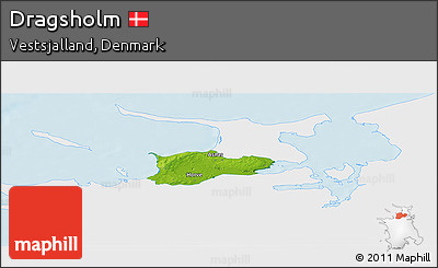 Physical Panoramic Map of Dragsholm, single color outside
