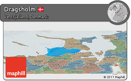 Political Panoramic Map of Dragsholm, semi-desaturated