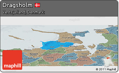 Political Panoramic Map of Dragsholm, semi-desaturated
