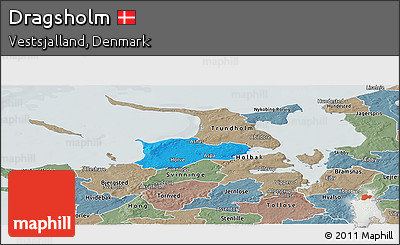 Political Panoramic Map of Dragsholm, semi-desaturated