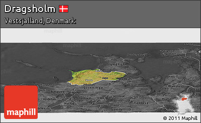 Satellite Panoramic Map of Dragsholm, darken, desaturated