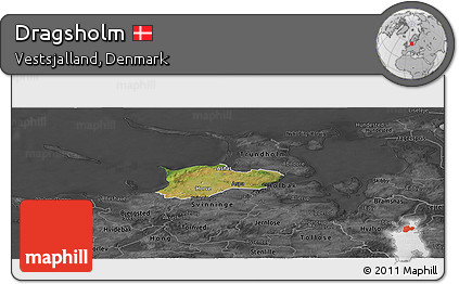 Satellite Panoramic Map of Dragsholm, darken, desaturated