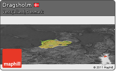 Satellite Panoramic Map of Dragsholm, darken, desaturated