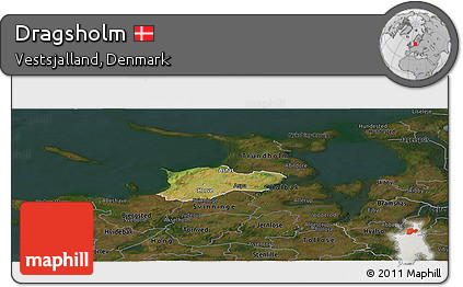 Satellite Panoramic Map of Dragsholm, darken
