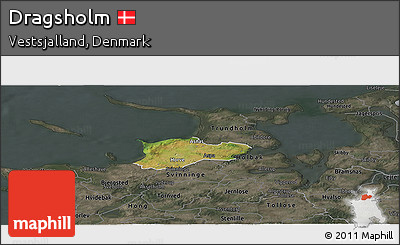 Satellite Panoramic Map of Dragsholm, darken, semi-desaturated