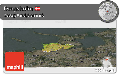 Satellite Panoramic Map of Dragsholm, darken, semi-desaturated