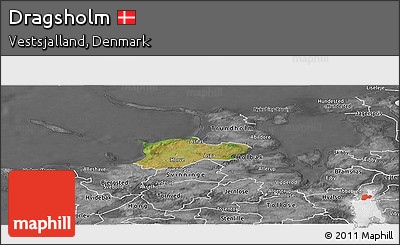 Satellite Panoramic Map of Dragsholm, desaturated