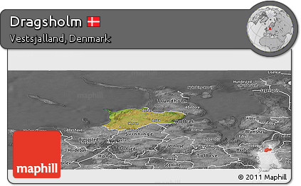 Satellite Panoramic Map of Dragsholm, desaturated