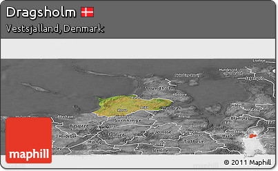 Satellite Panoramic Map of Dragsholm, desaturated