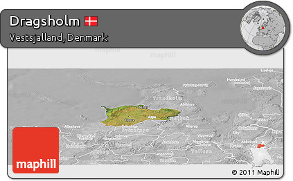 Satellite Panoramic Map of Dragsholm, lighten, desaturated