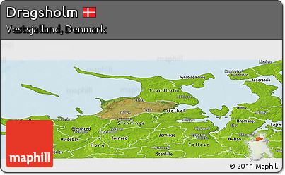 Satellite Panoramic Map of Dragsholm, physical outside