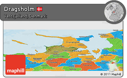 Satellite Panoramic Map of Dragsholm, political outside