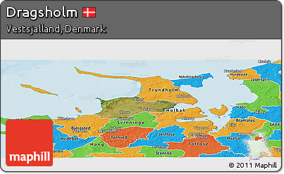 Satellite Panoramic Map of Dragsholm, political outside