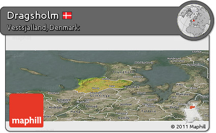 Satellite Panoramic Map of Dragsholm, semi-desaturated