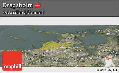 Satellite Panoramic Map of Dragsholm, semi-desaturated