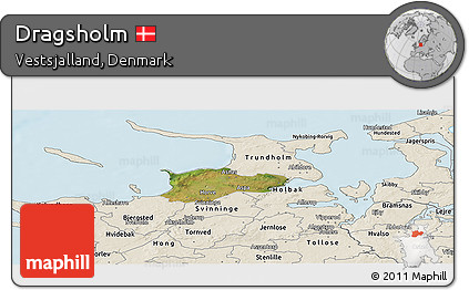 Satellite Panoramic Map of Dragsholm, shaded relief outside