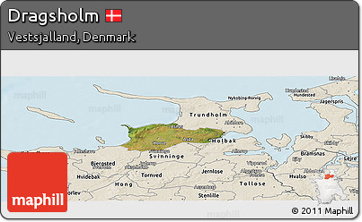 Satellite Panoramic Map of Dragsholm, shaded relief outside