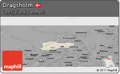 Shaded Relief Panoramic Map of Dragsholm, darken, desaturated