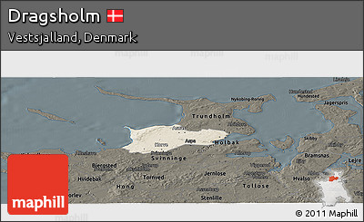 Shaded Relief Panoramic Map of Dragsholm, darken