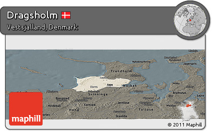 Shaded Relief Panoramic Map of Dragsholm, darken