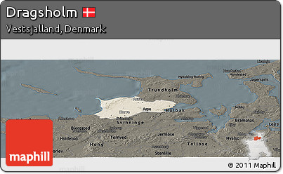 Shaded Relief Panoramic Map of Dragsholm, darken