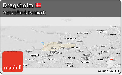 Shaded Relief Panoramic Map of Dragsholm, desaturated