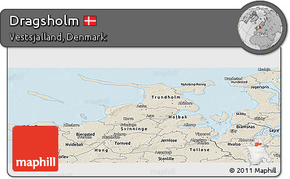 Shaded Relief Panoramic Map of Dragsholm