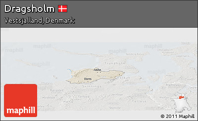 Shaded Relief Panoramic Map of Dragsholm, lighten, semi-desaturated